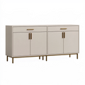 Buffet 180 x 40 x 85 cm en panneaux de bois beige et doré style contemporain rangement