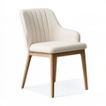 Chaise de salle à manger 58 x 62 x 84 cm en tissu crème et bois style contemporain