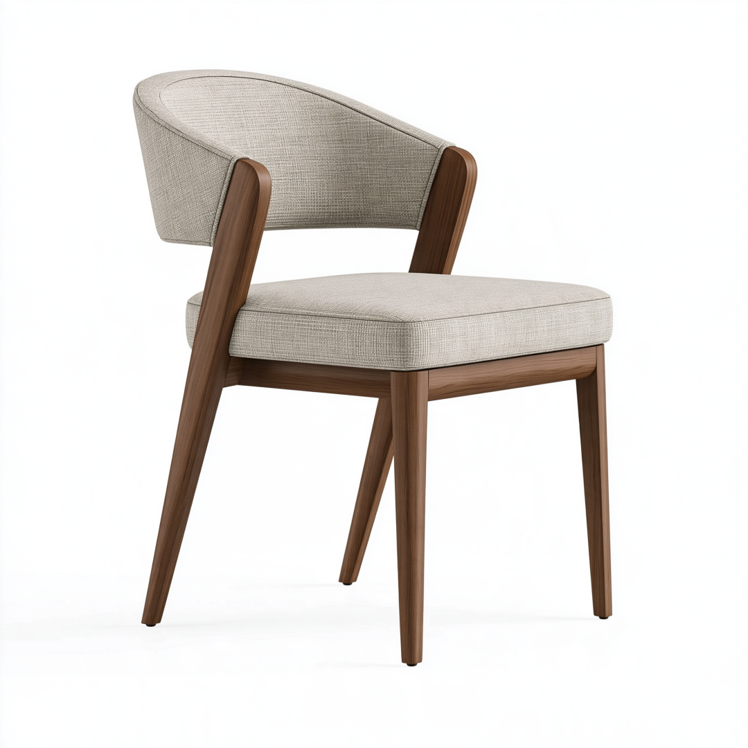Chaise de salle à manger 57 x 60 x 78 cm en bois et tissu beige style contemporain