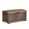 Coffre de rangement extérieur 120 x 56 x 64 cm en résine marron avec couvercle verrouillable