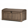 Coffre de rangement extérieur 120 x 56 x 63 cm en résine marron avec couvercle à loquet