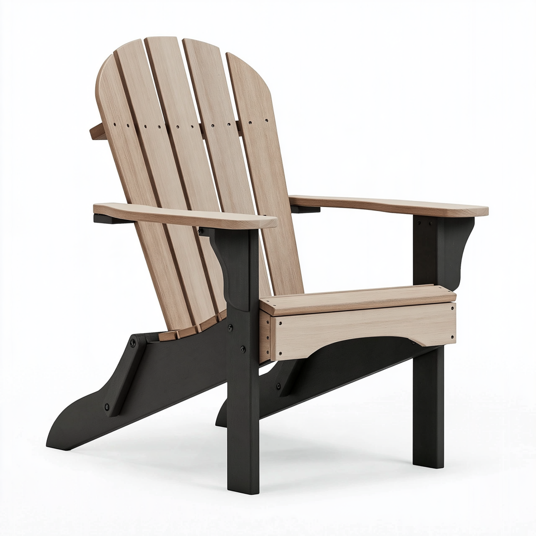 Fauteuil de jardin Adirondack 75 x 90 x 98 cm bois naturel noir dossier incliné