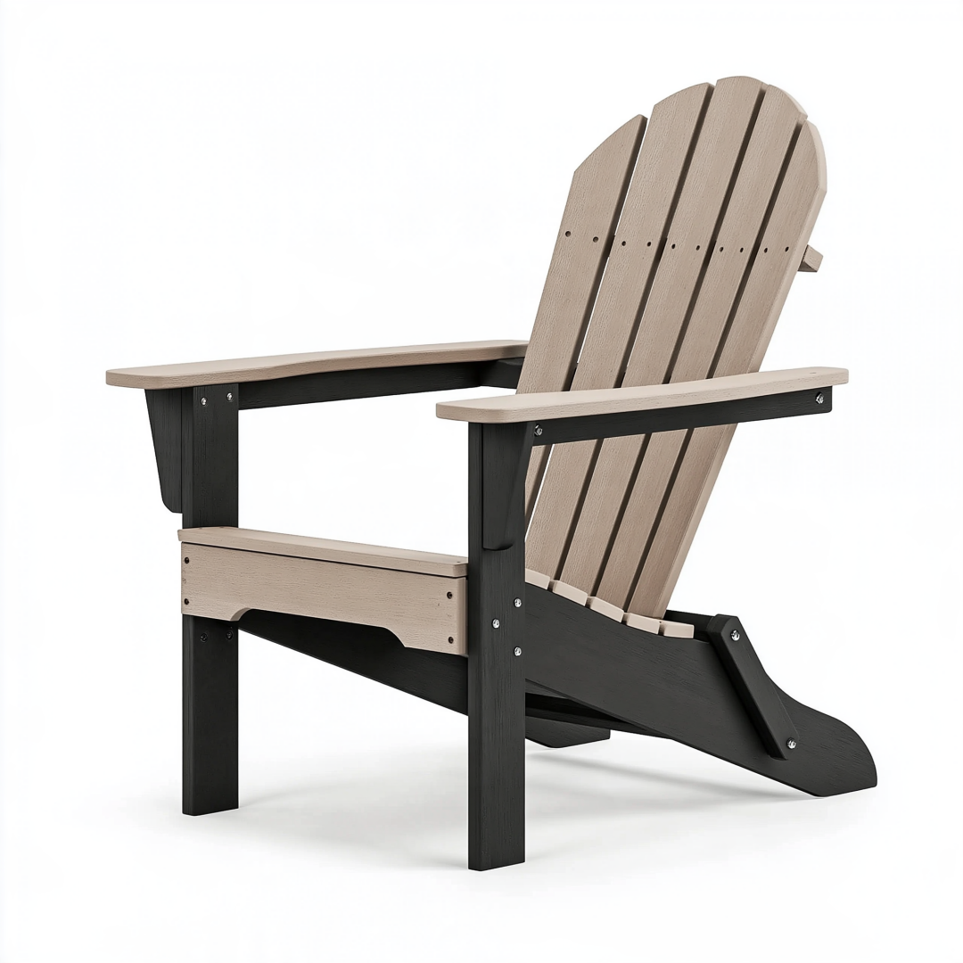 Fauteuil de jardin Adirondack 83 x 78 x 98 cm en plastique beige et noir ergonomique