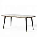 Table à manger 180 x 90 x 75 cm effet marbre blanc pieds noirs style contemporain