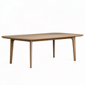 Table à manger 180 x 90 cm en bois marron - plateau rectangulaire bords arrondis