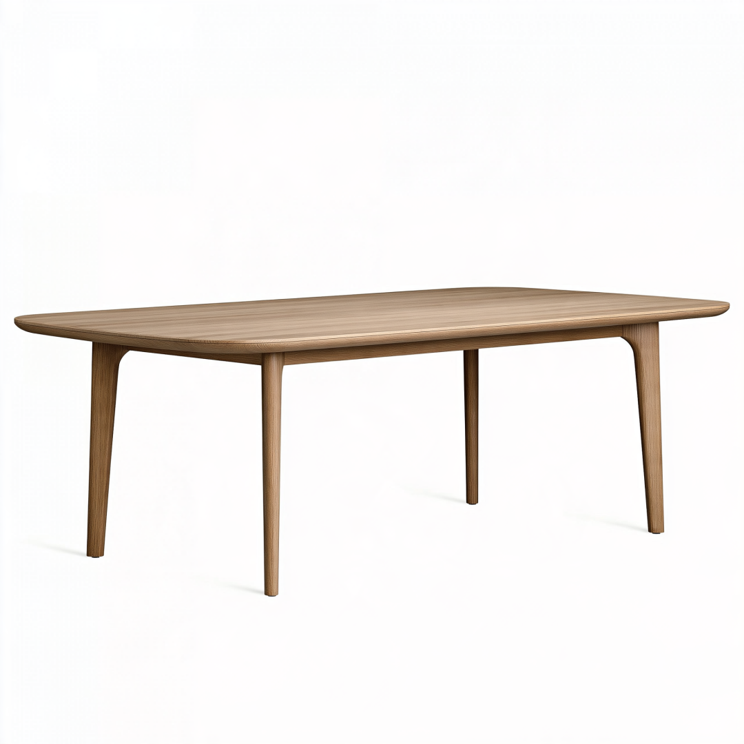 Table à manger 180 x 90 cm en bois marron - plateau rectangulaire bords arrondis
